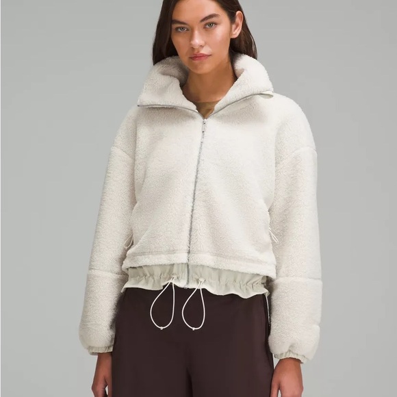 lululemon athletica Jackets & Blazers - Lululemon Textured Fleece Cinchable Full Zip Jacket Size 10